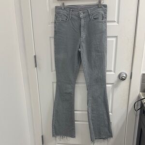 Mother Jeans Weekender Fray Size 27 High Rise Flare Gray